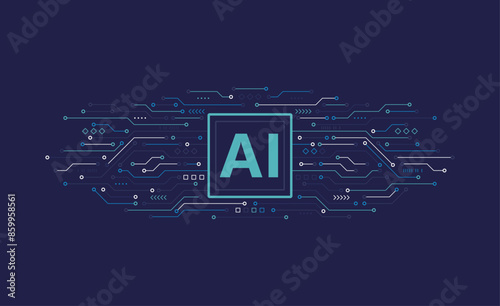 Artificial intelligence chipset on circuit board. Futuristic concept. High-tech technology background