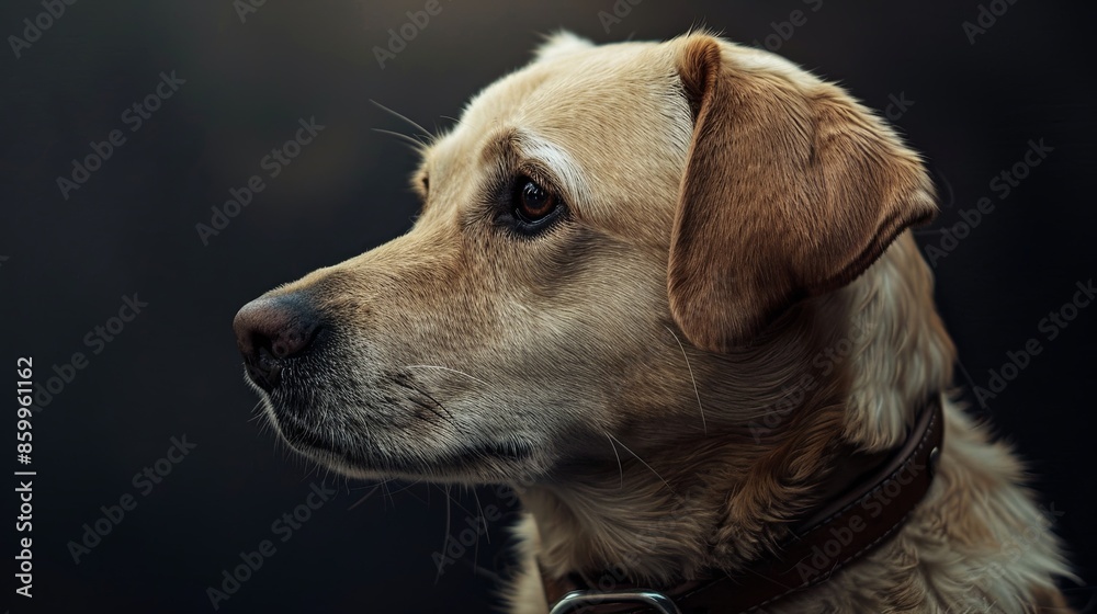 a dog portrait on dark background a dog portrait on dark background