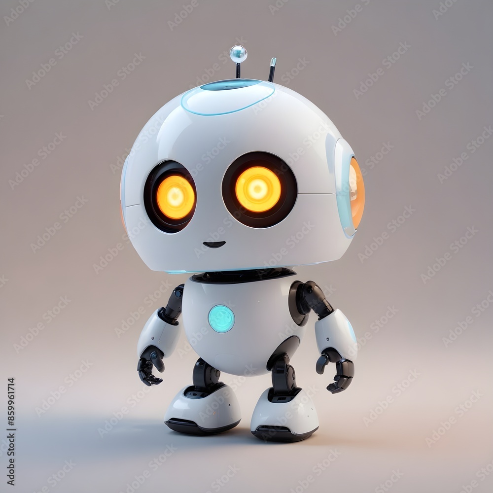 A diminutive, companion robot with a cute, spherical body and expressive LED lights A diminutive, companion robot with a cute, spherical body and expressive LED lights