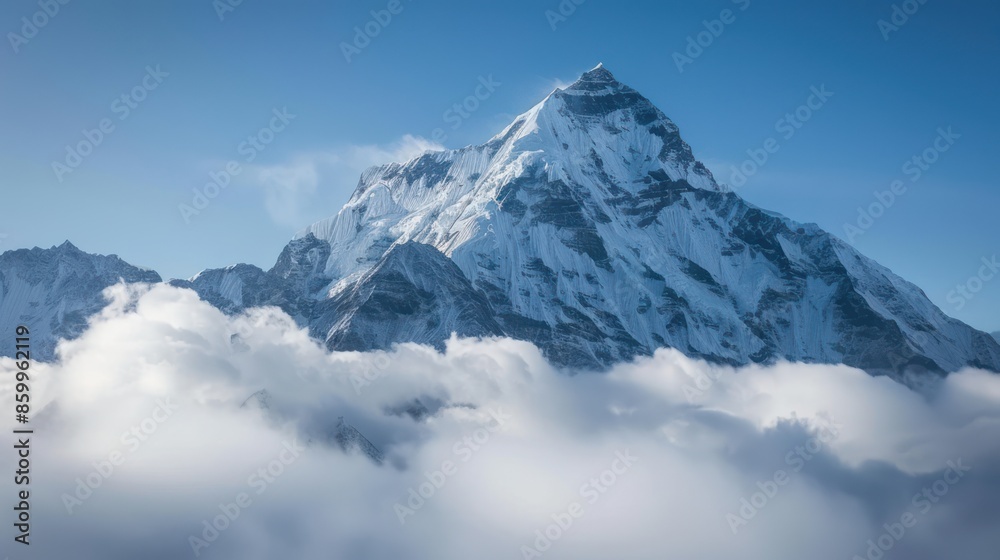 Fototapeta premium Majestic Mountain Peak Soaring Above Clouds