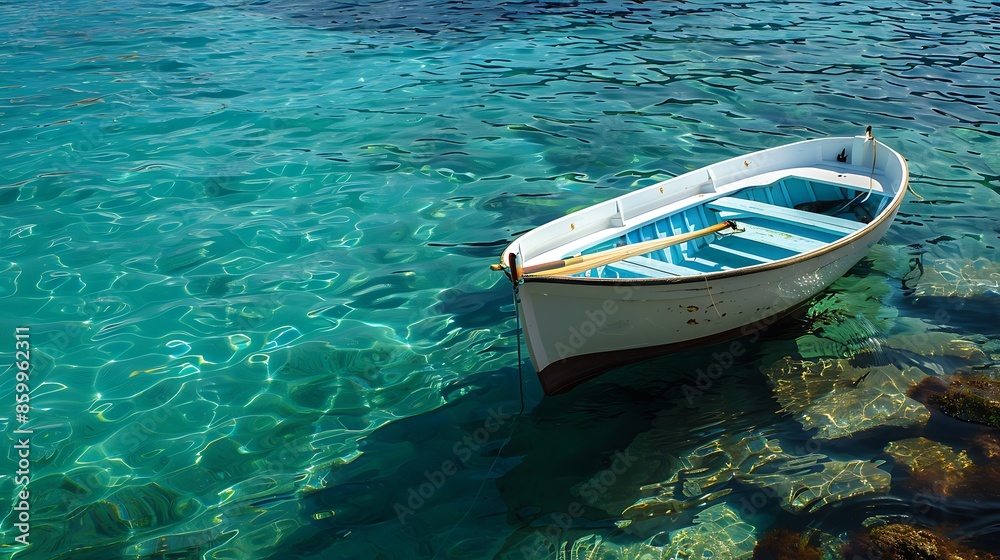 Summer boat on the blue waters