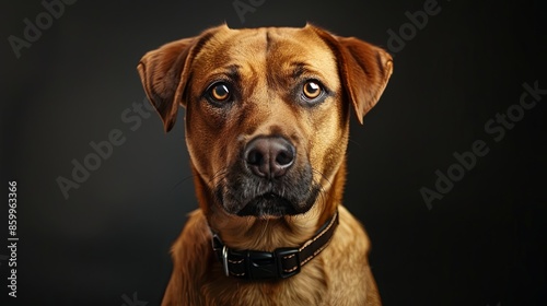 a dog portrait on dark background