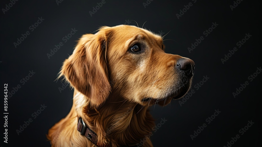 a dog portrait on dark background a dog portrait on dark background