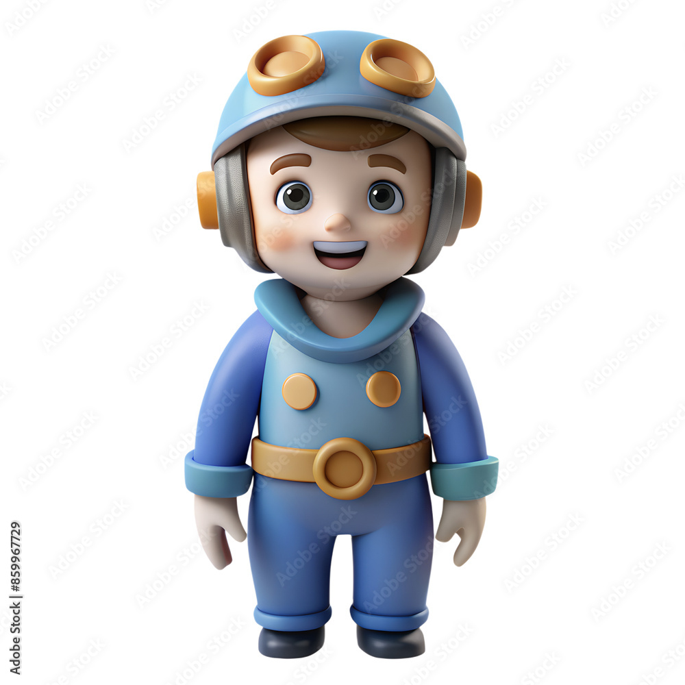 3D rendering of a cute cartoon character in a blue spacesuit with a helmet, looking happy and ready for an adventure in space. 3D rendering of a cute cartoon character in a blue spacesuit with a helmet, looking happy and ready for an adventure in space.