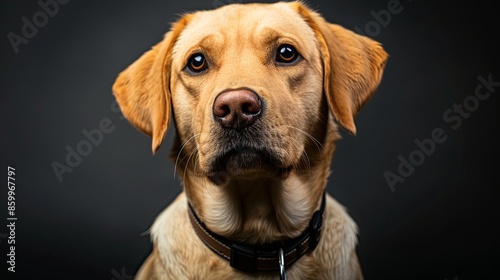 a dog portrait on dark background