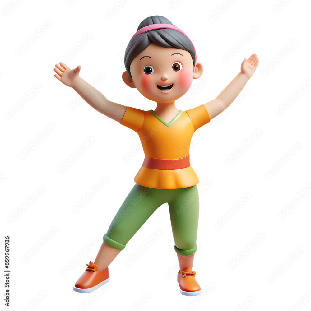 Cheerful animated character with open arms, wearing casual clothes and a happy expression. Perfect for fun, playful, and joyful themes. Cheerful animated character with open arms, wearing casual clothes and a happy expression. Perfect for fun, playful, and joyful themes.
