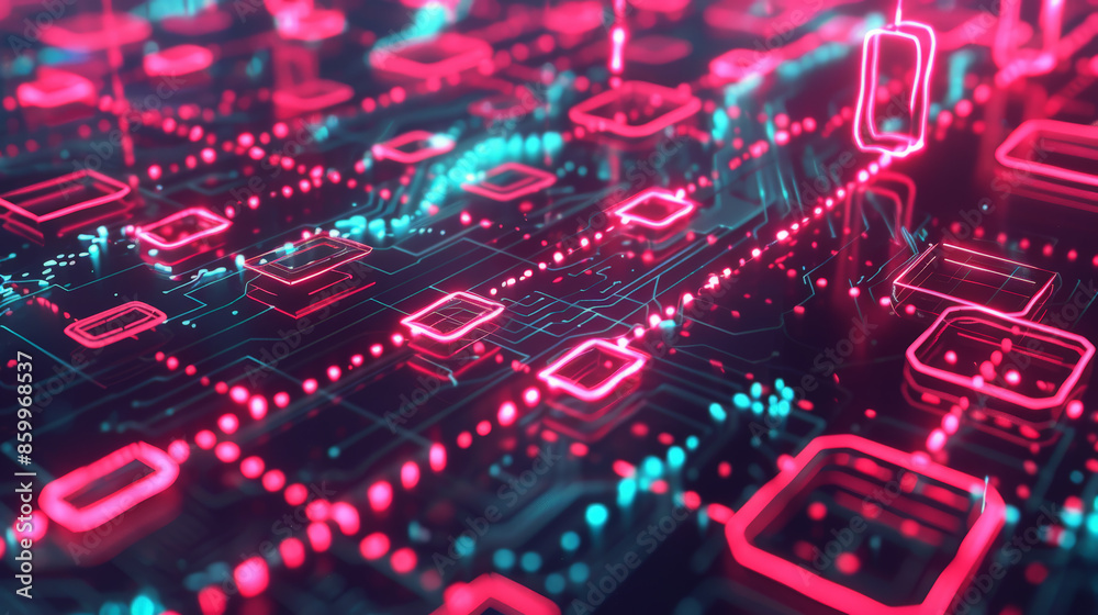 Obraz premium Blockchain Cryptanalysis: Data Security Network. Generative AI