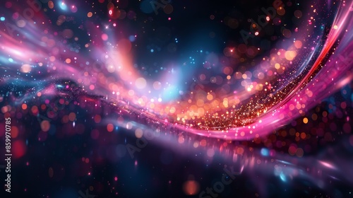 Abstract particles in motion with vibrant colors