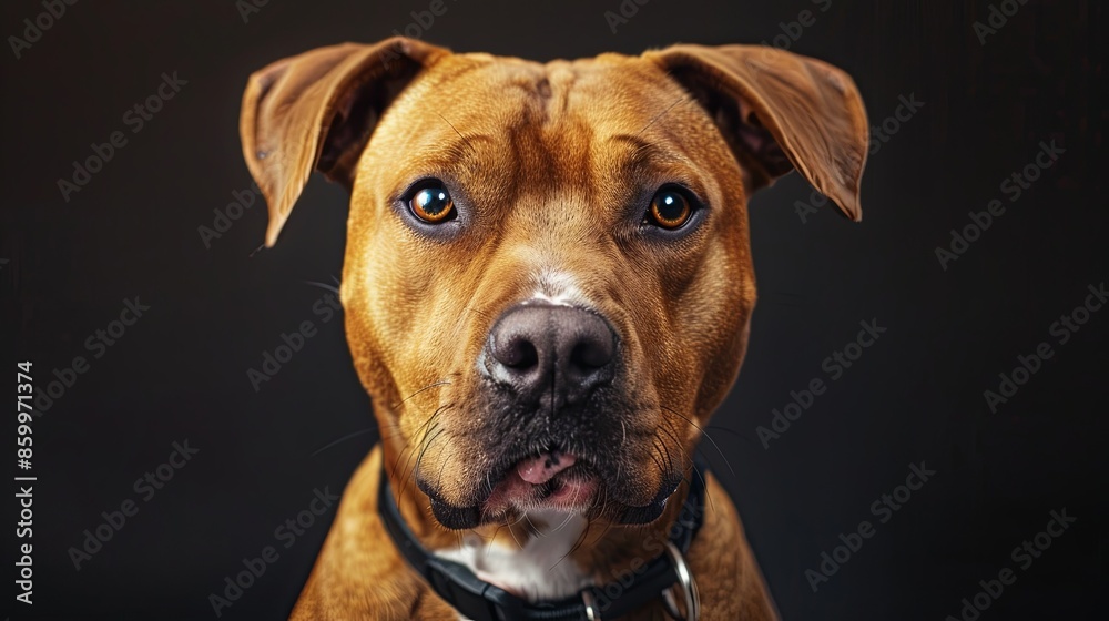 a dog portrait on dark background