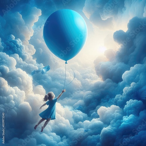 balloons on a pastel blue background. 3d render illustration photo