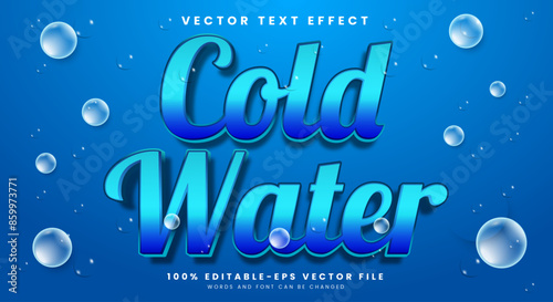 Cold Water editable text effect template with bubble background