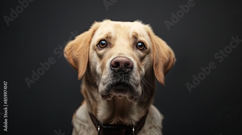 a dog portrait on dark background