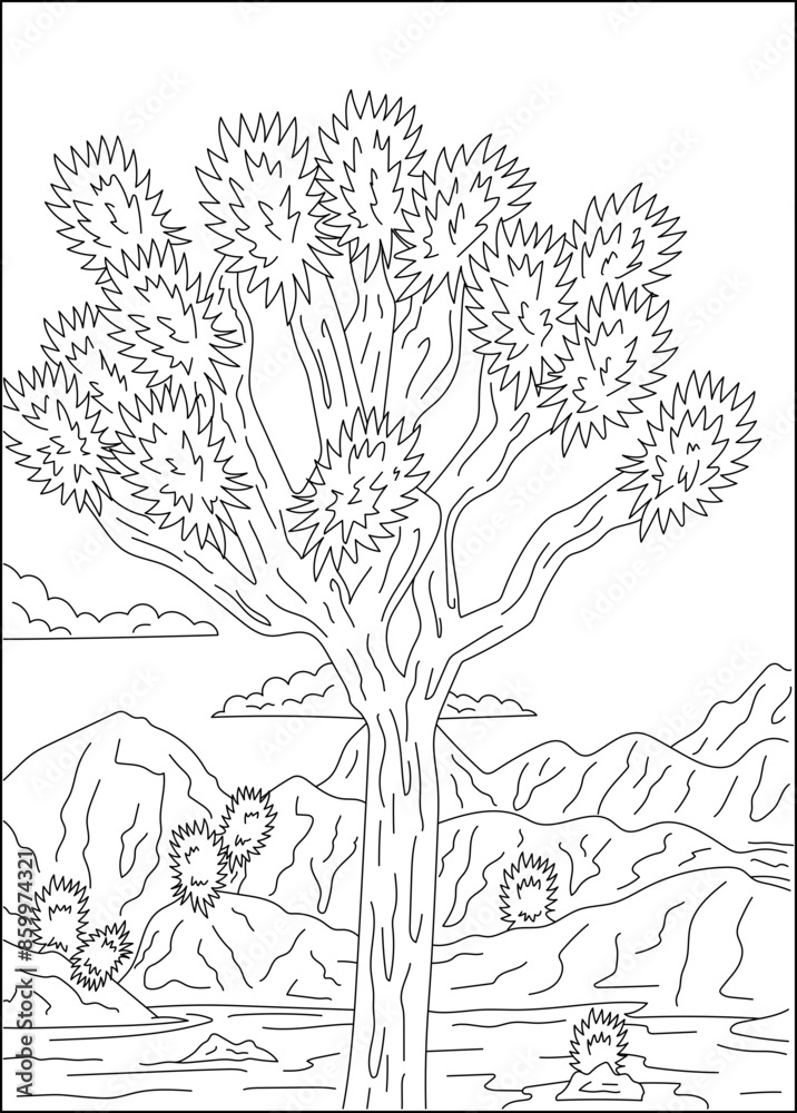 Joshua landscape nature coloring book page Joshua landscape nature coloring book page