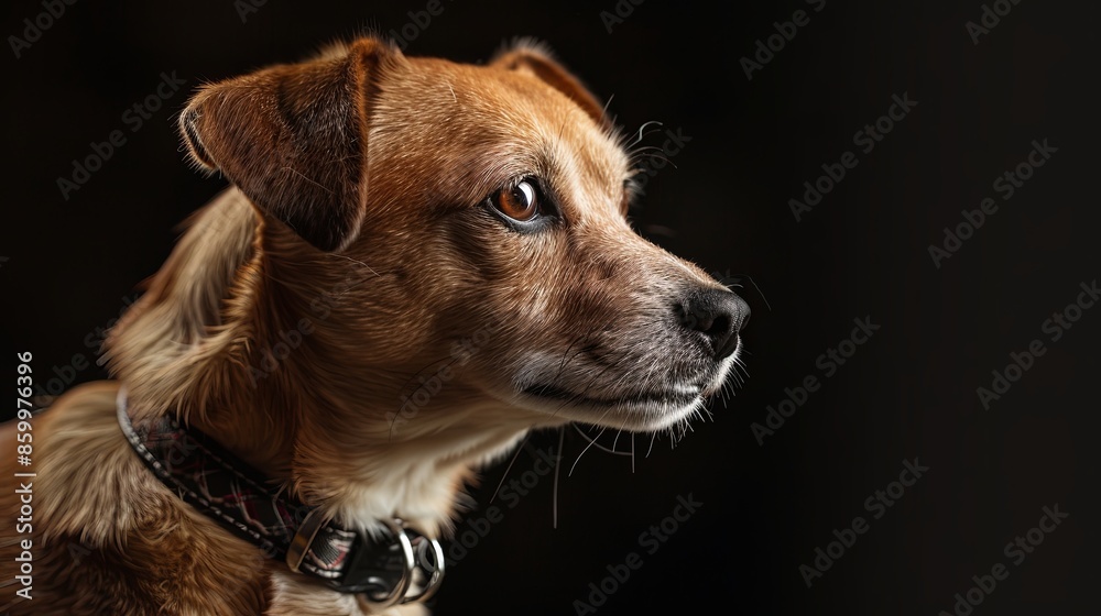 a dog portrait on dark background a dog portrait on dark background
