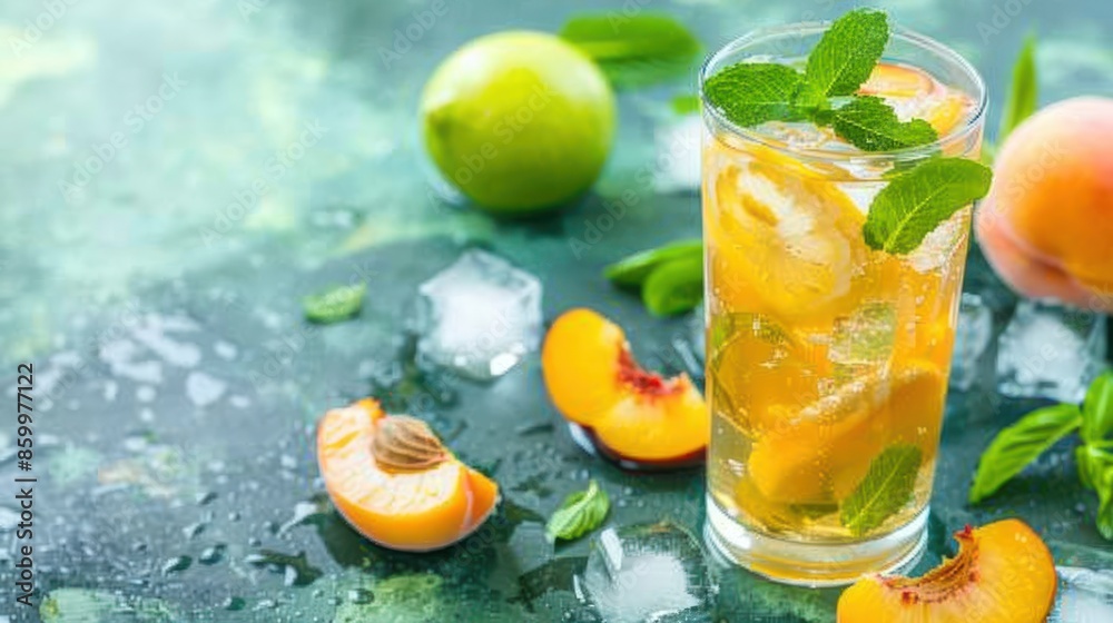 Refreshing Peach and Lemon Iced Tea with Mint
