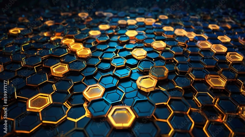 Obraz premium 3D Hexagon Geometric Pattern Background for Technology and Business