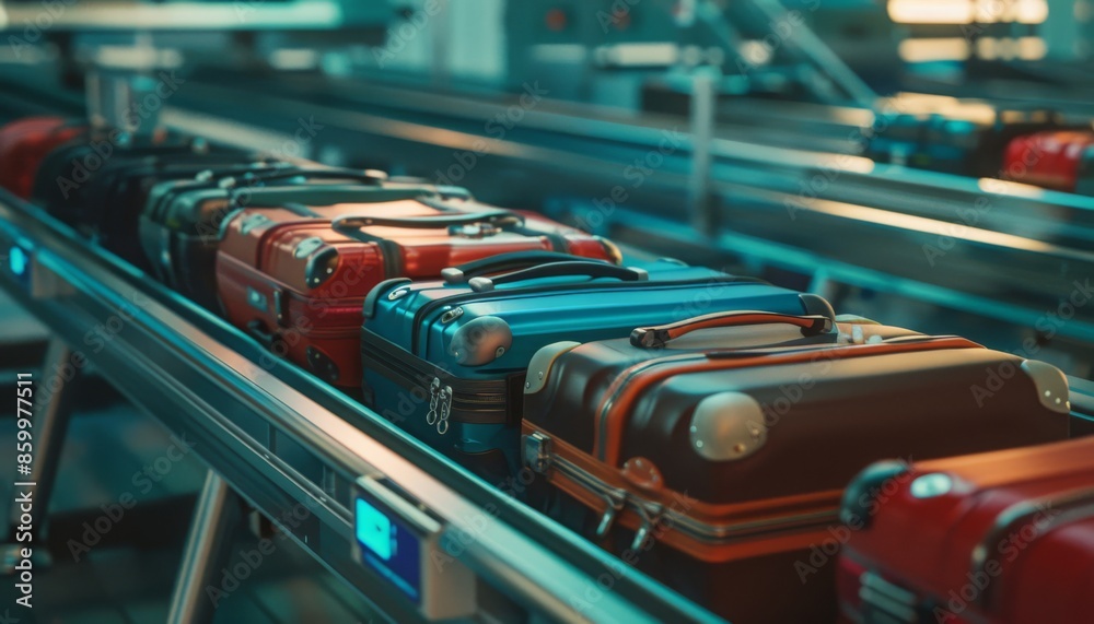 Suitcases on the Airport Conveyor Belt Suitcases on the Airport Conveyor Belt