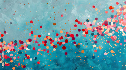 Celebration and colorful confetti party on blue abstract background