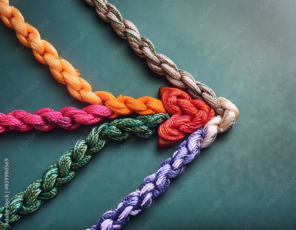 Colorful rope on a dark background. Close-up image.
