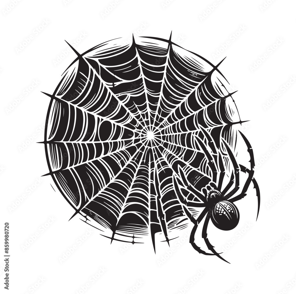 Obraz premium SPIDER NET SILHOUETTE VECTOR ILLUSTRATION