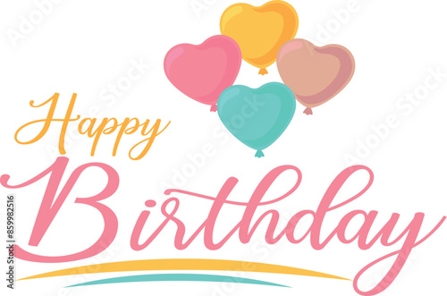 Happy birthday banner with balloons and gift