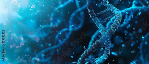Copy space poster of cyan DNA genome