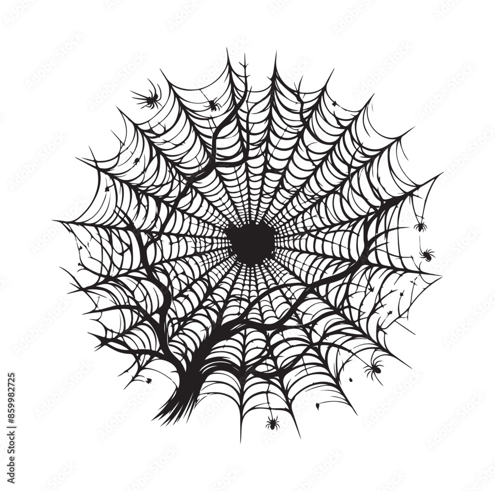 Obraz premium SPIDER NET SILHOUETTE VECTOR ILLUSTRATION