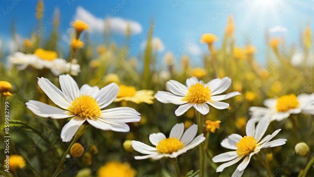 Fototapeta premium Wildflower Meadow - Chamomile. Made with Generative AI Technology