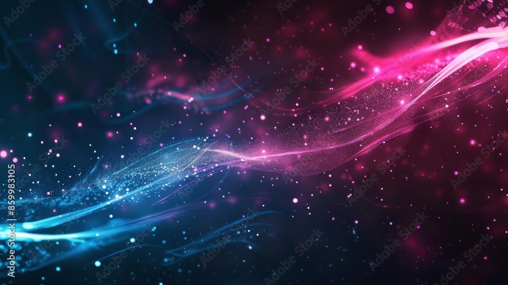 Fototapeta premium Dark abstract background with blue and pink light streaks