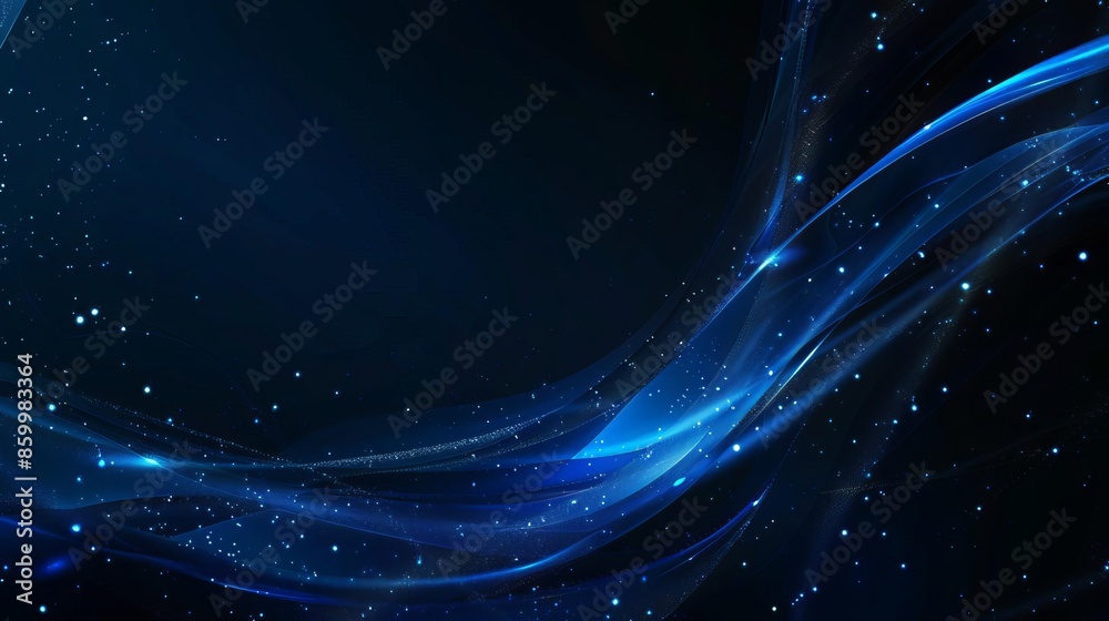 Dark abstract background with curving blue lines and dots Dark abstract background with curving blue lines and dots