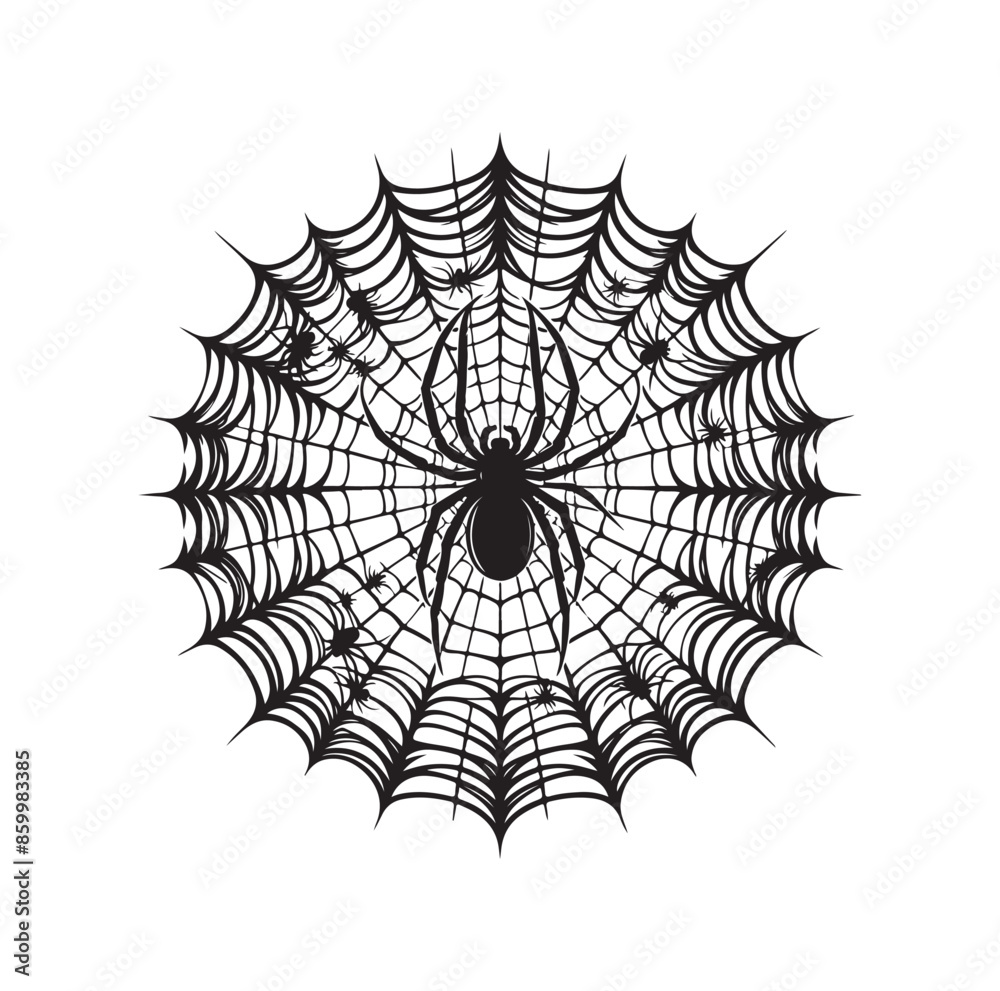 Obraz premium SPIDER NET SILHOUETTE VECTOR ILLUSTRATION