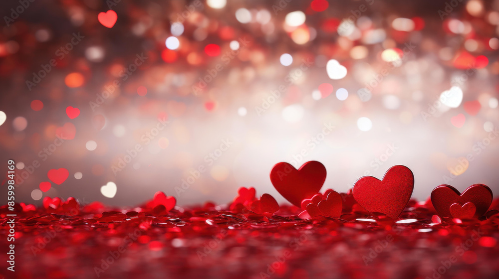 Stunning Valentine wallpaper featuring bokeh red hearts. Stunning Valentine wallpaper featuring bokeh red hearts.