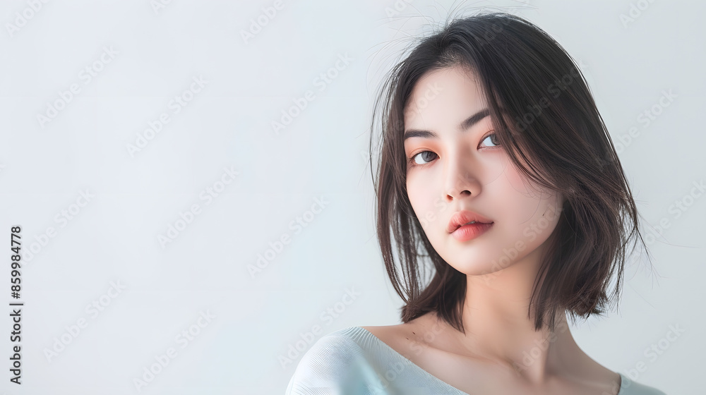 Portrait of beautiful Asian women are cool and confident in casual clothes over white background People lifestyle concept Mock up copy space Fashion model attractive elegant woman : Generative AI Portrait of beautiful Asian women are cool and confident in casual clothes over white background People lifestyle concept Mock up copy space Fashion model attractive elegant woman : Generative AI