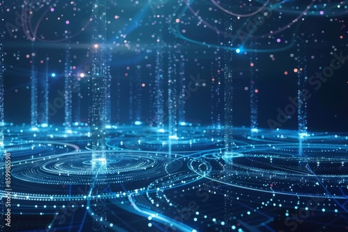 Digital Network with Abstract Shapes and Lines
