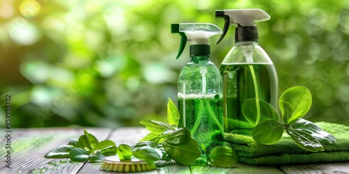 Cleaners using natural and non-toxic cleaning products, emphasizing the commitment to eco-friendly and safe house cleaning practices photo