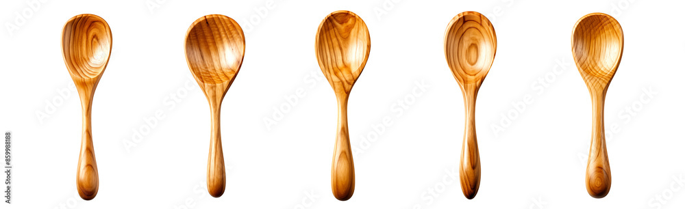 Set of 5 Wooden spoon isolated on a transparent background, png file, cut off bg, alpha canal, 300 dpi Set of 5 Wooden spoon isolated on a transparent background, png file, cut off bg, alpha canal, 300 dpi