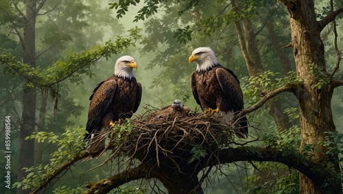 American bald eagle in his nest
