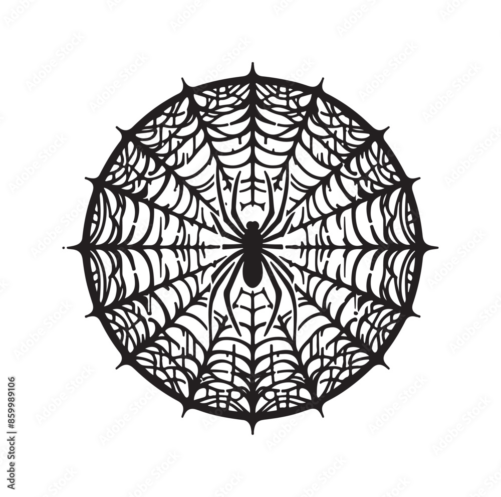 Obraz premium SPIDER NET SILHOUETTE VECTOR ILLUSTRATION