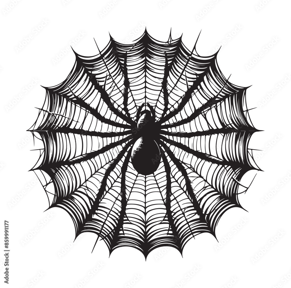 Obraz premium SPIDER NET SILHOUETTE VECTOR ILLUSTRATION