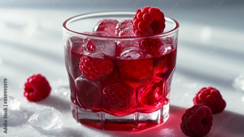 Refreshing raspberry cocktail with ice perfect for summer Refreshing raspberry cocktail with ice perfect for summer