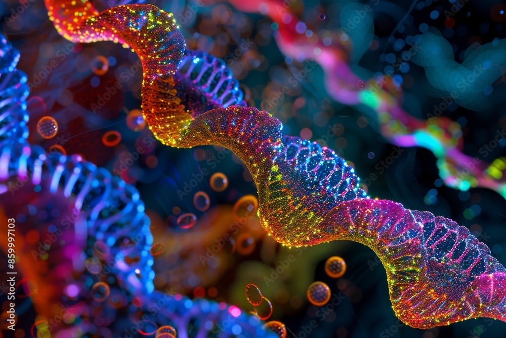 Abstract Representation of DNA in Vivid Colors Abstract Representation of DNA in Vivid Colors