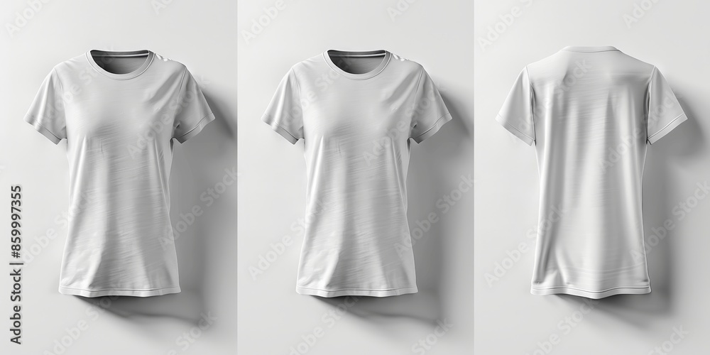 T-shirt mock-up isolated on white, featuring a trendy graphic tee design, ideal for fashion branding and clothing line presentations T-shirt mock-up isolated on white, featuring a trendy graphic tee design, ideal for fashion branding and clothing line presentations
