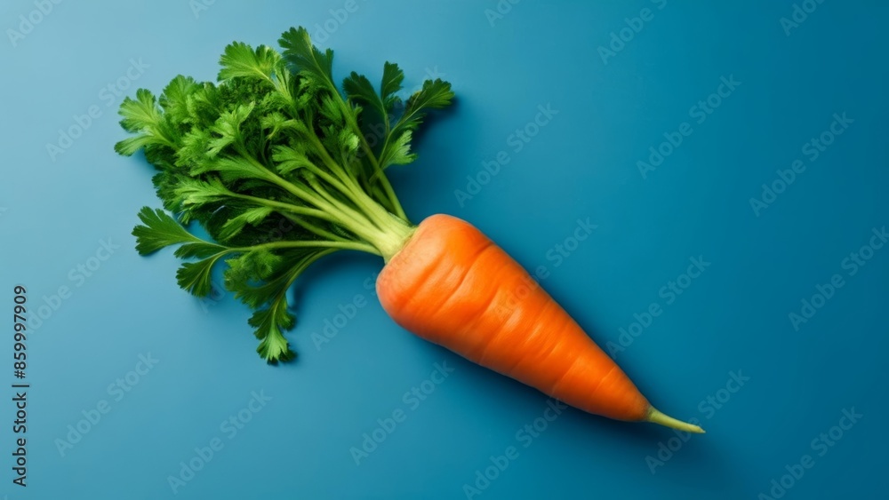 Freshly harvested carrot with vibrant green leaves Freshly harvested carrot with vibrant green leaves