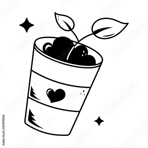 A hand drawn icon depicting cup gardening 