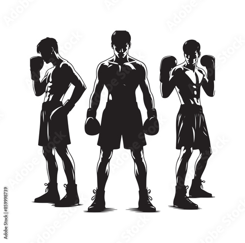 A boxer stand with pose silhouette illustration