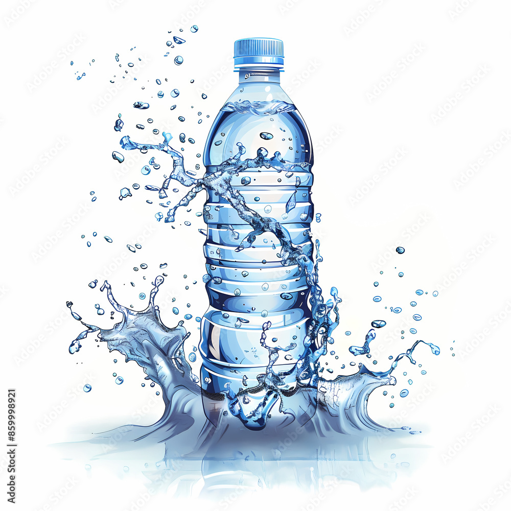 Water Bottle Splashing with a Cool Blue Water Bottle Splashing with a Cool Blue