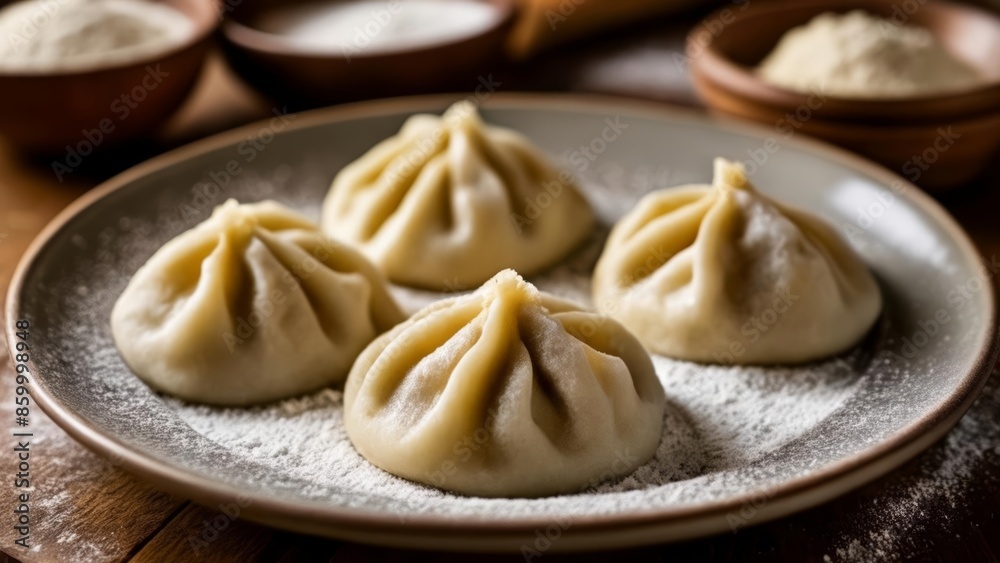 Delicious dumplings ready to be steamed Delicious dumplings ready to be steamed