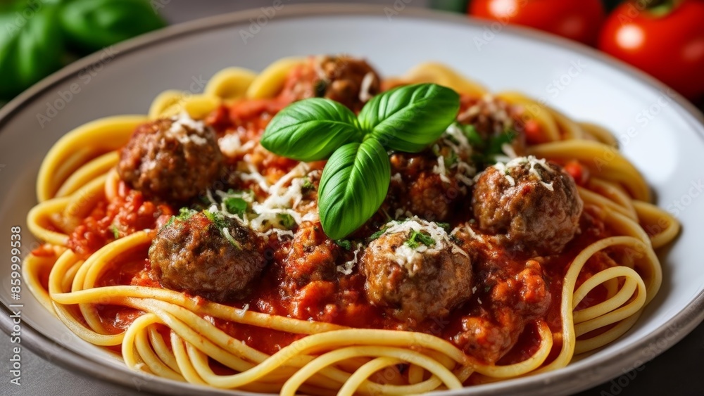  Delicious meatballs and spaghetti ready to be savored