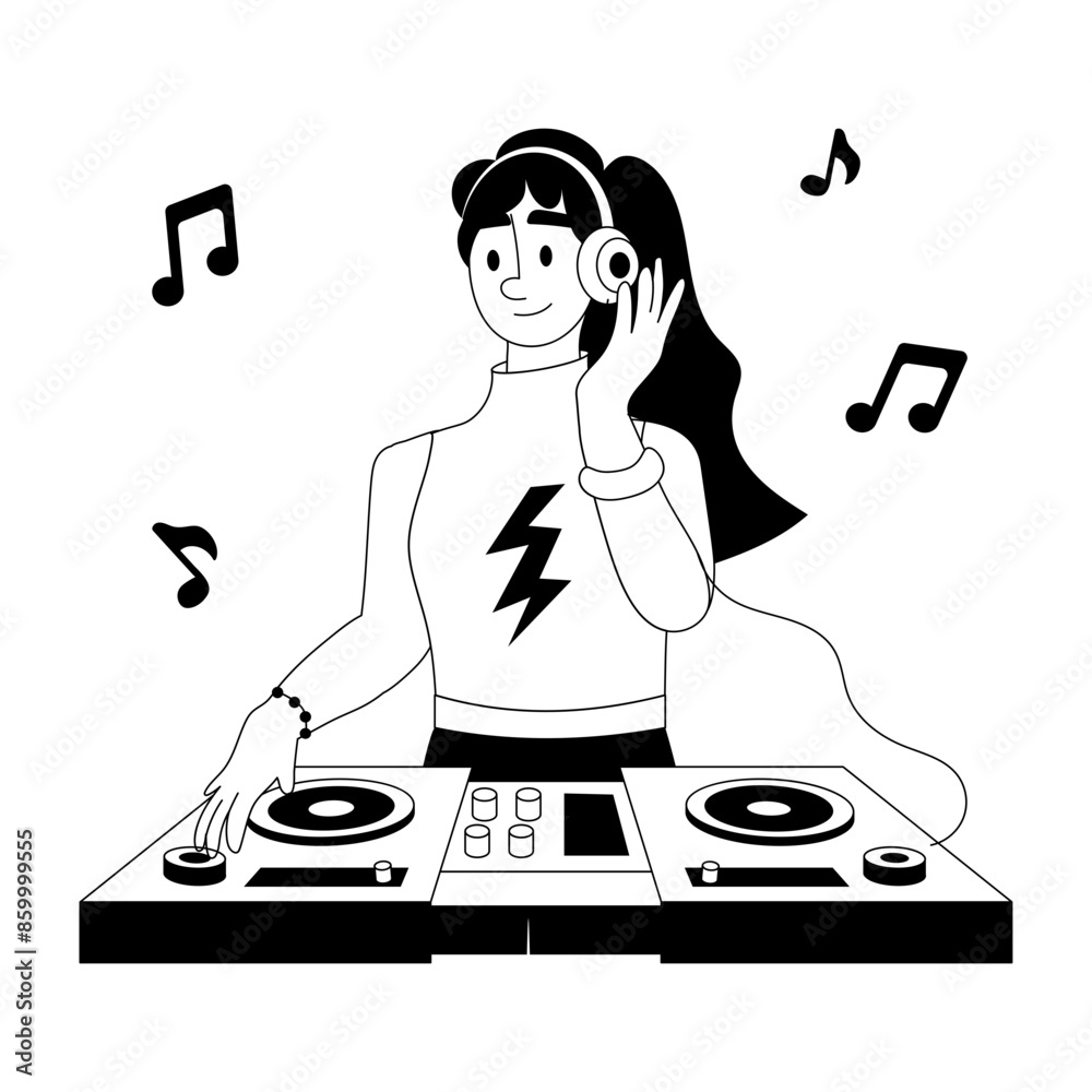 A customizable glyph illustration of music dj A customizable glyph illustration of music dj