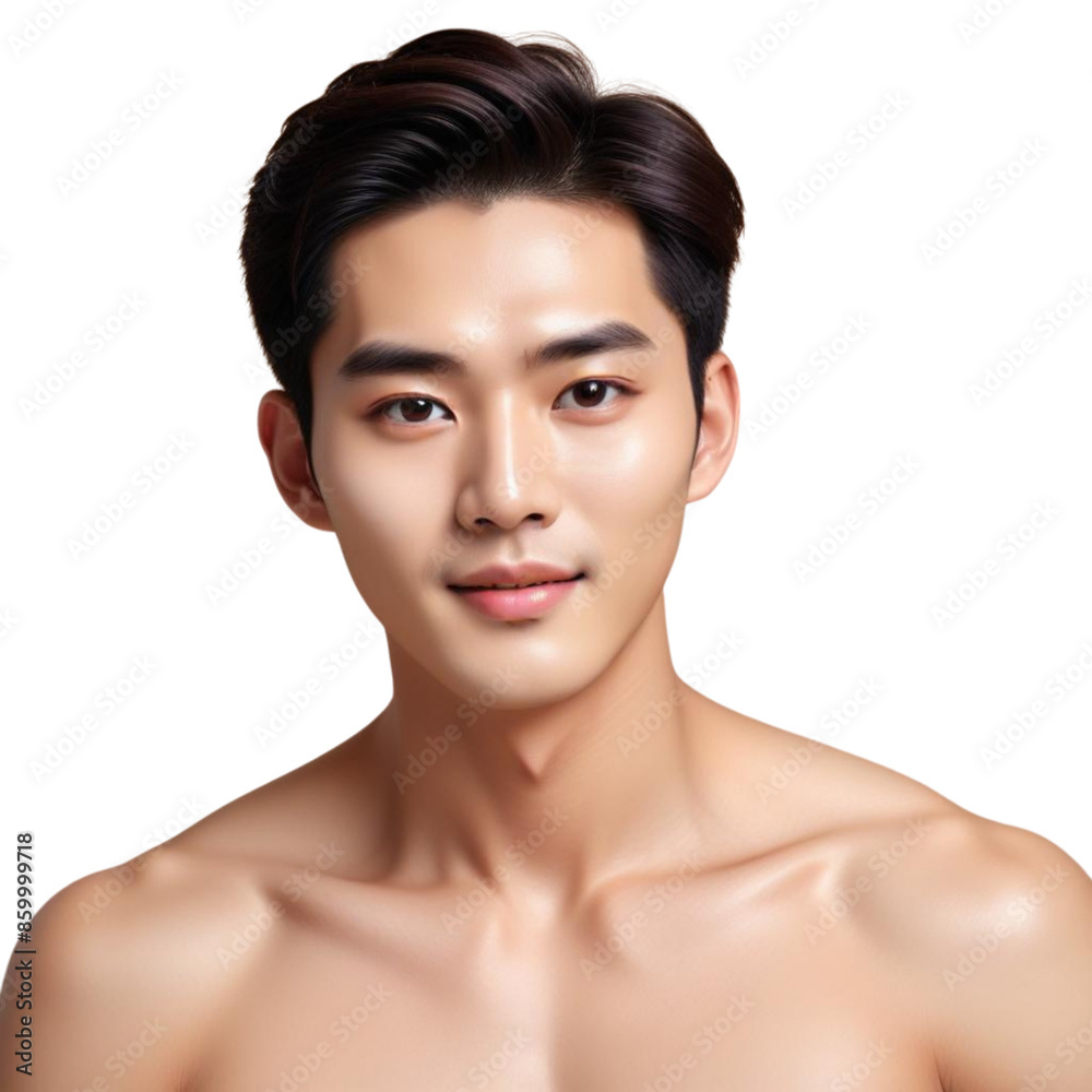Pretty Asian beauty man with Korean makeup glowing on Isolated transparent background png. generated with AI Pretty Asian beauty man with Korean makeup glowing on Isolated transparent background png. generated with AI